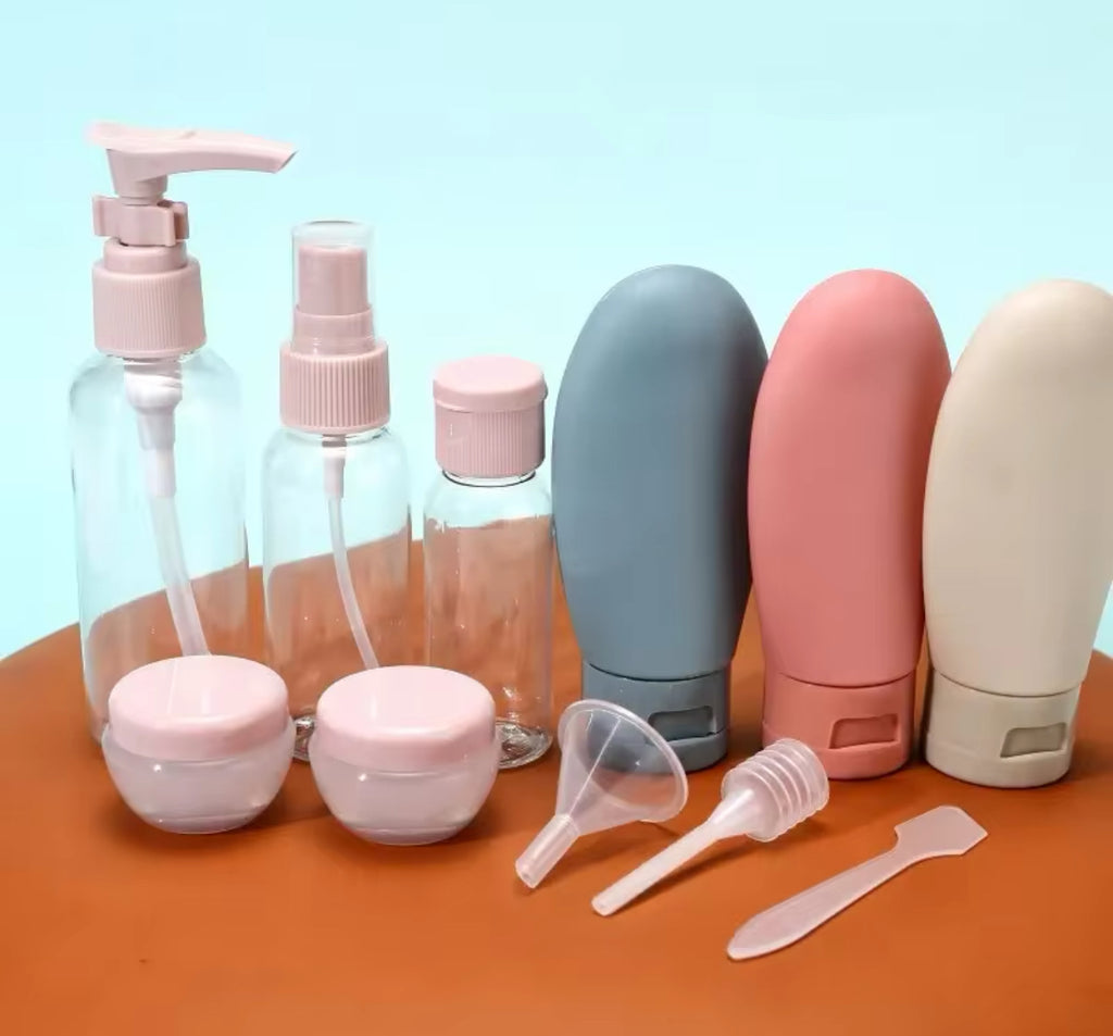 Juego de Botellas Rellenables para Viaje – 11 Piezas (Apto para Equipaje de Mano)